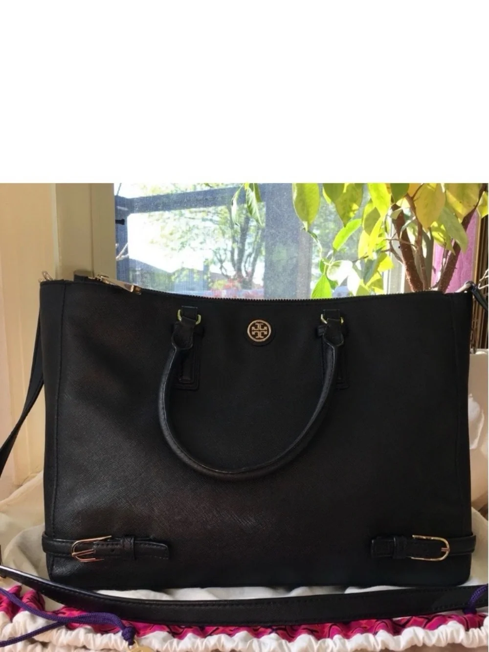 EUC TORY BURCH ROBINSON SAFFIANO LEATHER DOUBLE ZIPPER LARGE CONVERTIBLE XBODY